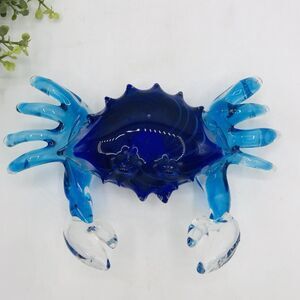 5.5” X 7” Crab Hand Blown Art Glass Marine Crustacean Decorative Paperweight